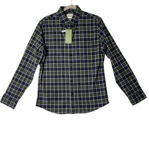 Goodfellow & Co Slim Fit Plaid Shirt Men Sz Medium Long Sleeve Mountain Spruce